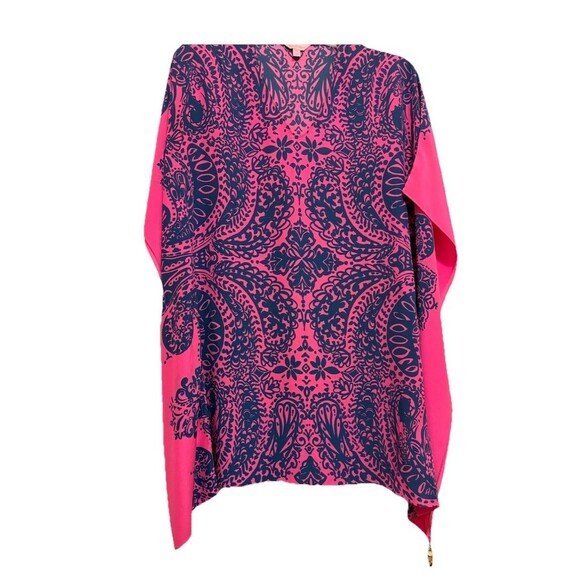 Lilly Pulitzer Lindamarie Caftan Dress Womens S/M Pink Elephantino Tropical - Picture 8 of 15